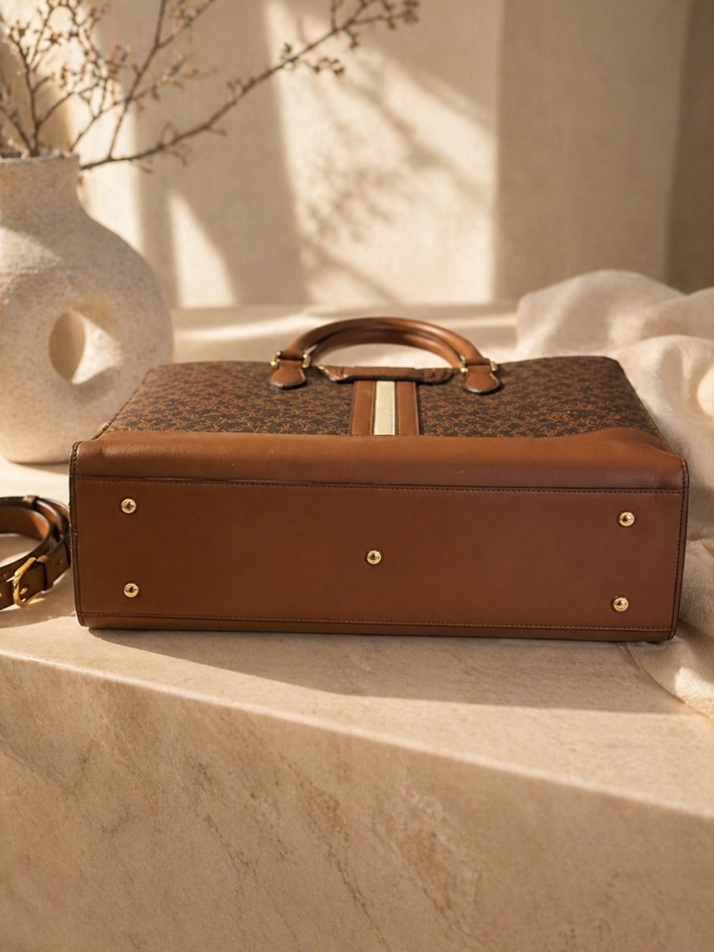 BOSTANTEN Stroud Vintage Leather Briefcase Tote Bag - Picture 10 of 13